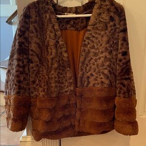 Mystree Leopard Print Teddy Jacket